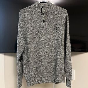 Chaps Black and White Crewneck Sweater